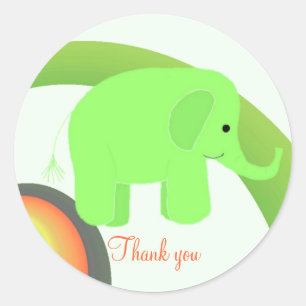 Sticker Rond Éléphant Bébé Merci