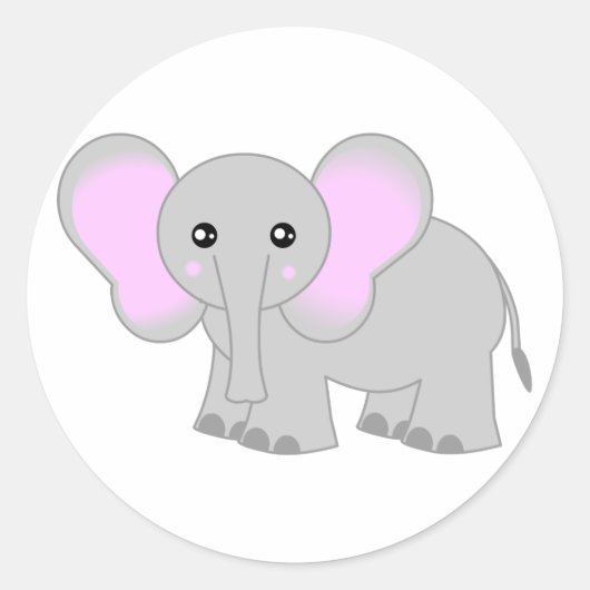 Sticker Rond Eléphant Bébé mignon (Devant)