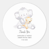 Sticker Rond Eléphant bébé moderne et Merci de chien (Devant)