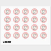 Sticker Rond Eléphant Bébé rose mignon (Feuille)