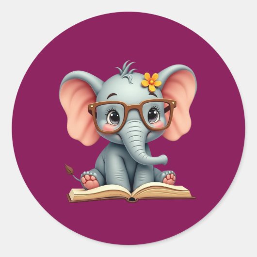 Sticker Rond Éléphant Bébé Sage (Devant)
