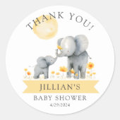 Sticker Rond Elephant Bisses Baby shower Merci (Devant)