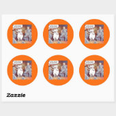 Sticker Rond Éléphant Blanc Drôle Dans La Pièce (Feuille)