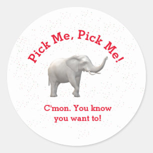 Sticker Rond Eléphant blanc mignon