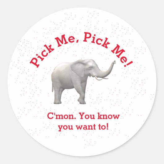 Sticker Rond Eléphant blanc mignon (Devant)