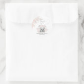 Sticker Rond Elephant Blash Baby shower Boho Rose Fleur (Sac)