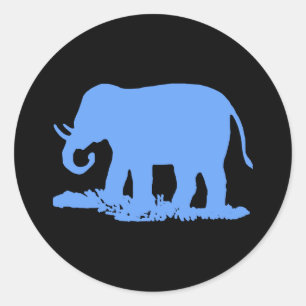 Sticker Rond Éléphant Bleu