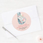 Sticker Rond Eléphant bleu crème rose floral (Enveloppe)
