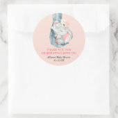 Sticker Rond Eléphant bleu crème rose floral (Sac)