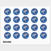 Sticker Rond Éléphant Bleu Drôle Cadeau de Noël Personnalisé (Feuille)