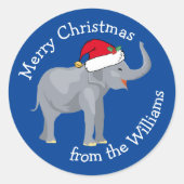 Sticker Rond Éléphant Bleu Drôle Cadeau de Noël Personnalisé (Devant)