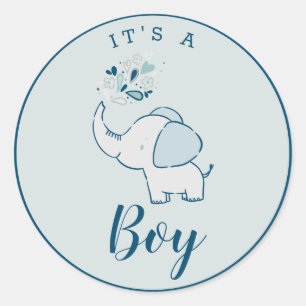 Sticker Rond Eléphant bleu marine et menthe C'est une faveur ga