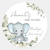 Sticker Rond Elephant Boy Baby shower Favoriser (Devant)