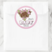Sticker Rond Eléphant Brown et rose| Baby shower (Sac)