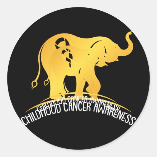 Sticker Rond Elephant Childhood Cancer Awareness Ribbon Warrier (Devant)