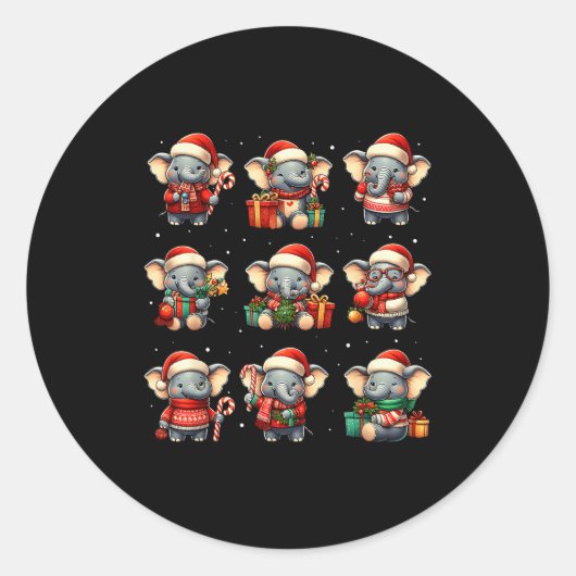 Sticker Rond Elephant Christmas Funny Elephant Lover Pajama Men (Devant)