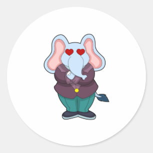 Sticker Rond Éléphant comme marié avec costume.PNG
