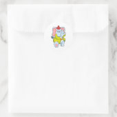 Sticker Rond Elephant comme pompier avec Proboscis (Sac)
