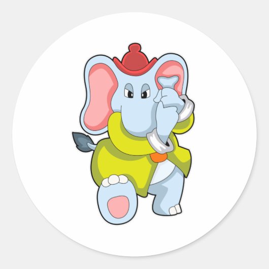 Sticker Rond Elephant comme pompier avec Proboscis (Devant)
