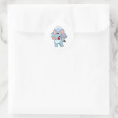Sticker Rond Elephant comme serveur avec Plattre (Sac)