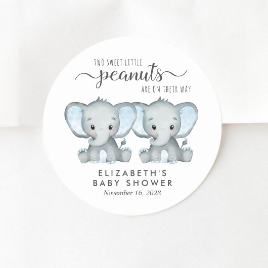 Sticker Rond Eléphant Cute Twin Baby Boys Douche