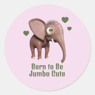 Sticker Rond Éléphant de bébé mignon personnalisé né pour être