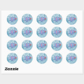Sticker Rond Éléphant de dessin animé mignon (Feuille)