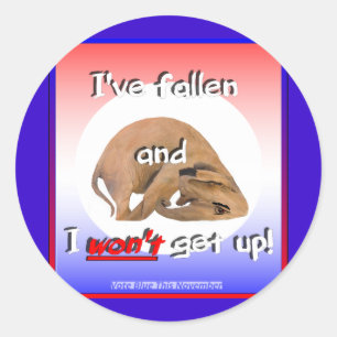 Sticker Rond Éléphant de GOP : 'Je suis tombé et je ne me