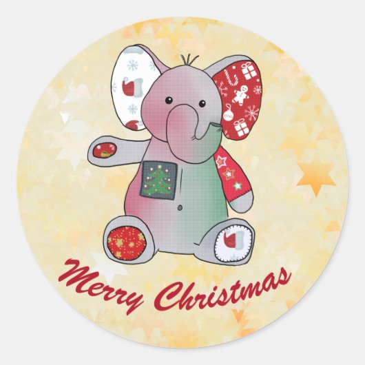Sticker Rond Éléphant de Noël en or (Devant)