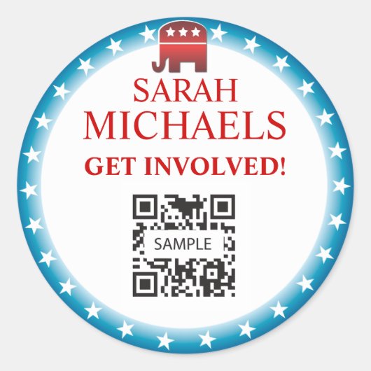 Sticker Rond Éléphant de républicain de modèle d'autocollant (Devant)