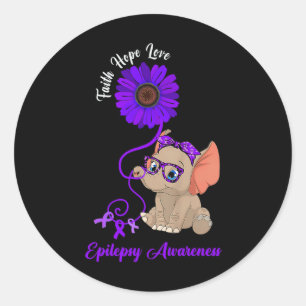 Sticker Rond Éléphant de sensibilisation à l'épilepsie Foi Espo
