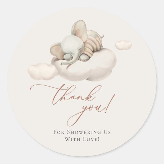 Sticker Rond Eléphant dormant Neutre Sexe (Devant)