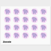 Sticker Rond Eléphant dormant violet. Dessin (Feuille)