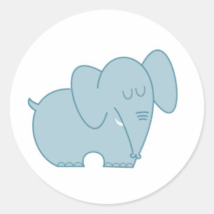 Sticker Rond Eléphant doux (bleu)