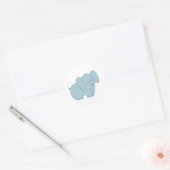 Sticker Rond Eléphant doux (bleu) (Enveloppe)