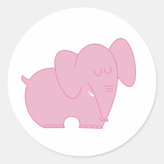Sticker Rond Eléphant doux (rose) (Devant)