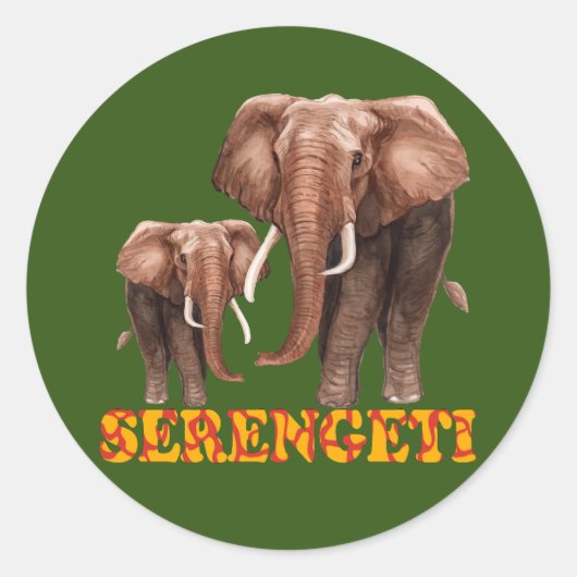 Sticker Rond Eléphant du Serengeti (Devant)