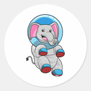 Sticker Rond Elephant en astronaute dans la sphère de verre