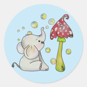 Sticker Rond Éléphant et champignon
