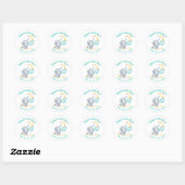 Sticker Rond Elephant & Etoiles Baby shower Merci (Feuille)