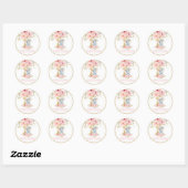 Sticker Rond Eléphant flou mignon 1er anniversaire un Favoriser (Feuille)