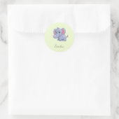 Sticker Rond Éléphant gris mignon vert (Sac)