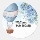 Sticker Rond Elephant Hot Air Balloon Hydrangea Cupcake Topper (Devant)
