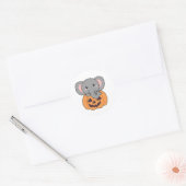 Sticker Rond Elephant In Pumkin Cute Elephant Happy Halloween (Enveloppe)