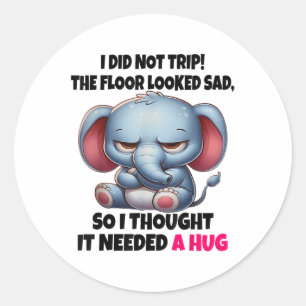 Sticker Rond Elephant Je N'Ai Pas Voyagé Le Sol Semblait Triste