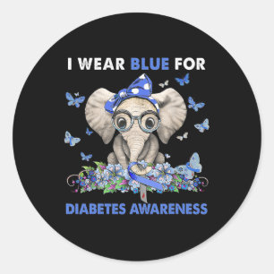 Sticker Rond Elephant Je Porte Du Bleu Pour La Sensibilisation