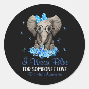 Sticker Rond Elephant Je Porte Du Bleu Pour Quelqu'Un Défenseur
