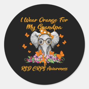 Sticker Rond Elephant Je Porte Orange Pour Mon Grand-Père RSD C