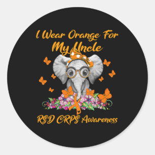 Sticker Rond Elephant Je Porte Orange Pour Mon Oncle Rsd Crps C