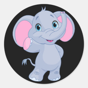 Sticker Rond Eléphant joli dessin